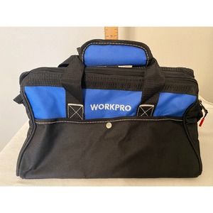 WORKPRO 14" Tool Bag Multi-pocket Tool Organizer Heavy Duty Blue Black Fabric